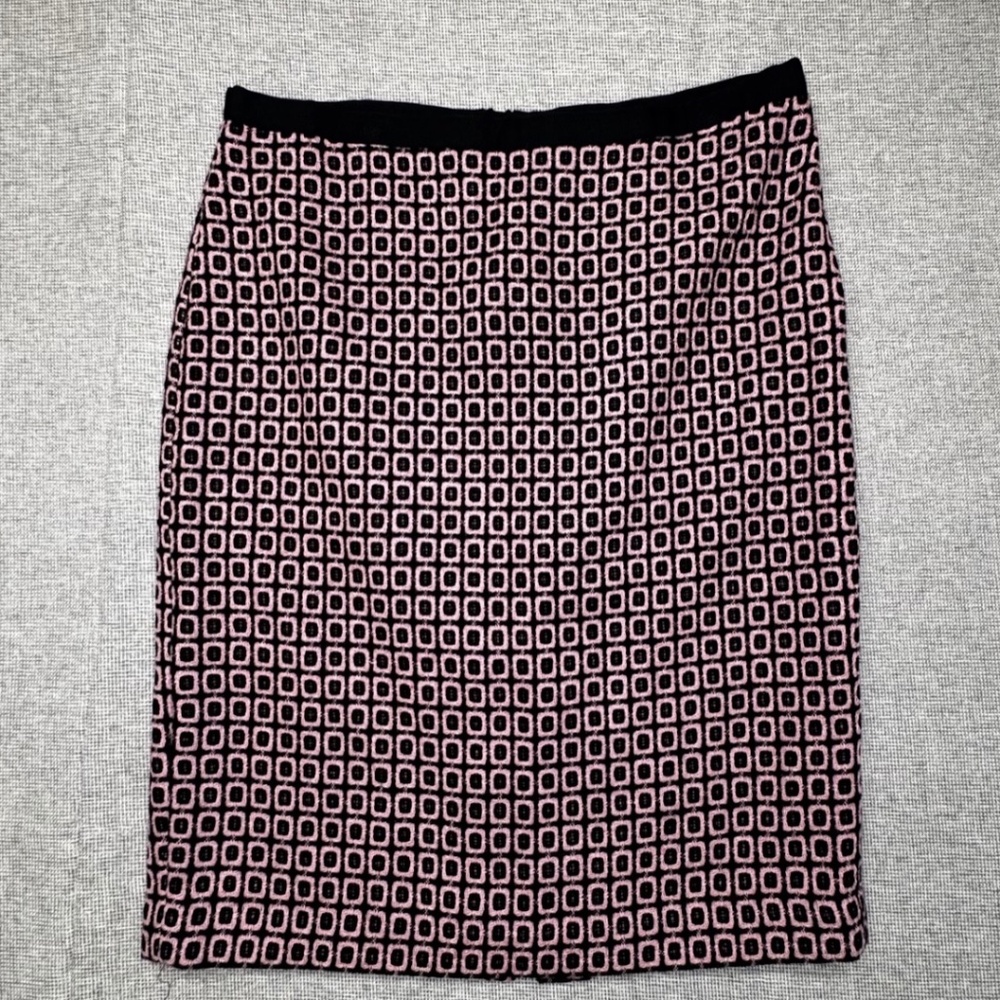 Talbots Pink Black Tweed Pencil Skirt Womens 12 Classic Preppy Work